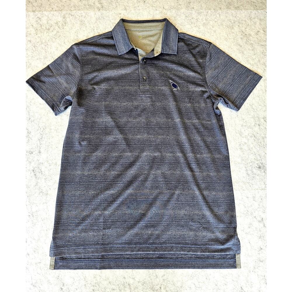 Golf Polo Rule 18 Bobby Jones Blue White Stripe Quail logo Mens Sz M New